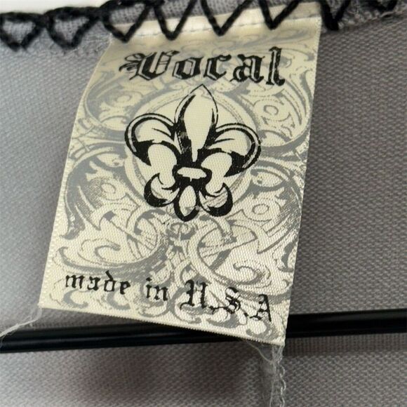 Vocal Gray Embellished Cross Cardigan L – Rhinestones, Gothic Western USA Made - Picture 8 of 8